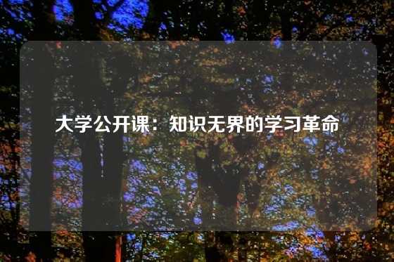 大学公开课:知识无界的学习革命