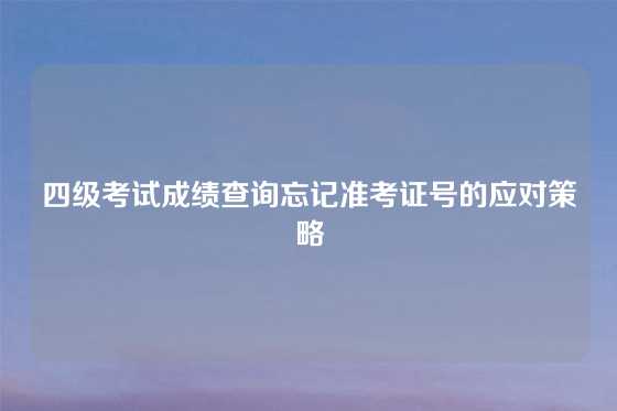 四级考试成绩查询忘记准考证号的应对策略