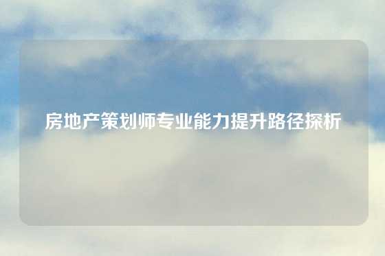 房地产策划师专业能力提升路径探析