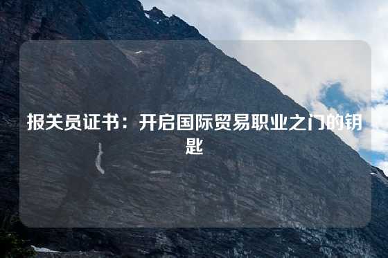 报关员证书：开启国际贸易职业之门的钥匙